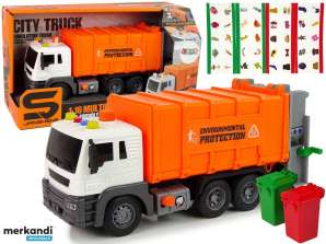 Vuilniswagen Friction Drive Geluidseffecten Oranje 1:16 Sorteren