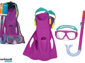 Set maschera subacquea. Tubo. Pinne Rosa Bestway 25019