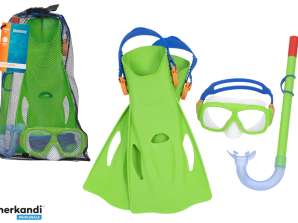 Set maschera subacquea. Tubo. Pinne verdi Bestway 25019