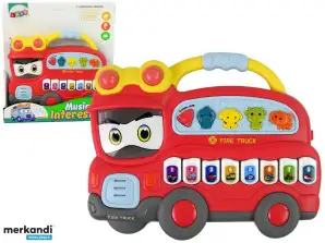 Interactieve piano Brandweer Dierengeluid Voertuiggeluiden Melodieën Rood