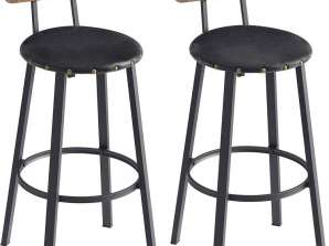 Barhocker 2er Set Thekenhocker Barstühle mit Rückenlehne und Fußstütze Sitz für Küche Esszimmer Bistro rustikal braun/schwarz