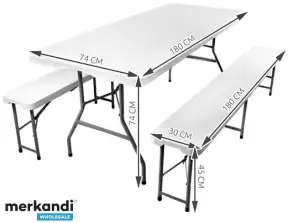 Tavolo da giardino pieghevole 180cm 2 panche