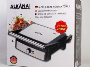 ALKANA Kontaktgrill Elektrogrill Grill Aufklappbar Antihaft Platten 2200W