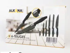 ALKANA Küchenmesser Messer Set 6 tlg Marmorbeschichtung Schwarz NEU