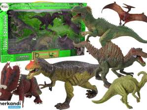 Stort dinosaursett med 6 forhistoriske dinosaurfigurer