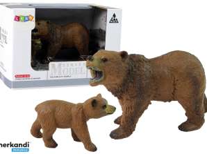 Set mit 2 Grizzli Bär Figuren mit Jungem