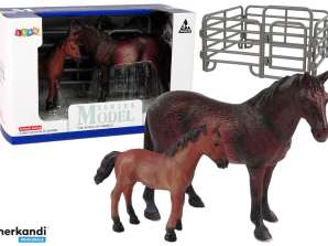 Set of 2 Horse Figurines Farm Horse Foal Figurine