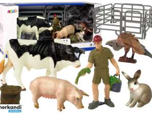 Großes Figurenset Bauernhof Dorf Kuh Schwein Hase Geier