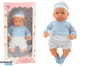 Bambola 46 cm blu con ciuccio e calzini