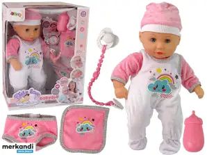 Baby Doll Sound Pacifier Bib Pink White Pajamas Cloud