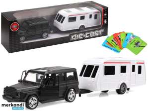 Set Jeep-voertuigen, zwarte campertrailer, metalen elementen