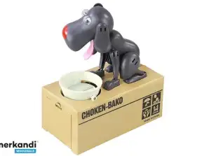 Sparschwein Hund isst Münzen Graphit