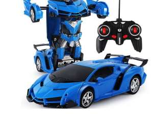 Auto Robot 2in1 R/C Afstandsbediening Licht Geluid Drift Blauw