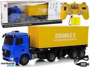 Grand camion téléguidé Mercedes Arocs Bleu 1:20 Conteneur de 58 cm de long