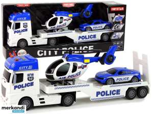 Set Police Tow Truck Car Helicopter Sound Light