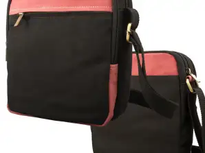 Crossbody Tasche – Canvas mit Büffel Hunter Leder - schwarz/rot