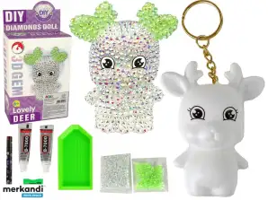 Kit fai da te Diamante Renna Portachiavi Cristalli fai da te 3D Bianco