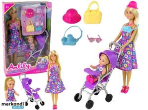 Puppe mit Baby im Kinderwagen-Set Zubehör