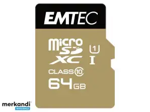 Emtec Speicherkarte microSDXC 64GB UHS1 U1 EliteGold Adapter CL 10