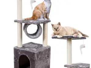 Grattoir pour chat avec plate-forme tunnel de maison 30x30x107cm
