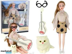 Baby Doll Emily mit Gitarrenbrille lange blonde Haare Kätzchen