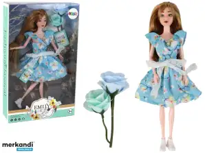 Baby Doll Emily Frühling lange Haare blaues Kleid Blume