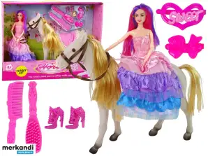 Bambola Principessa con Pony Bianco Action Figures Accessori