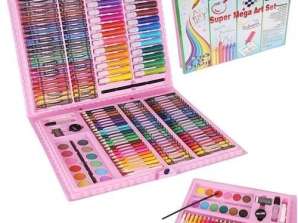 Set de peinture dans une valise 168 pièces rose