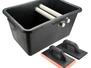 Tiling set, 40l container, trowel with rubber, trowel with soft sponge