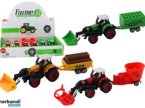 tracteur avec remorque excavatrice bulldozer machine jaune vert rouge