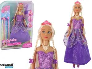 Puppenprinzessin Lila Kleid Set aus abnehmbaren Zöpfen