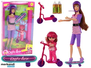 Puppenset Lucy Lila Scooter Skateboard Helme