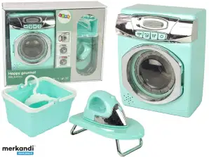 Haushaltsgeräte Set Waschmaschine Bügeleisen Kleiderbügel Bügelbrett Mint