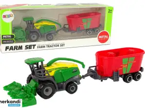 Mähdrescher mit Anhänger Landmaschine Grün Rot