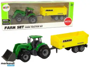 Landwirtschaftliches Fahrzeug mit gelbem Anhänger grün klein