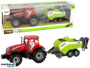 Trattore agricolo rosso con azionamento a frizione per seminatrice verde