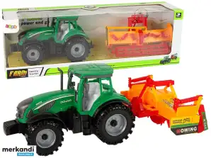 Trattore verde con azionamento del coltivatore arancione per bambini