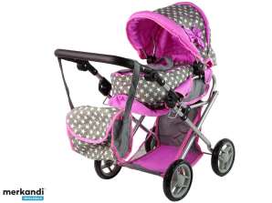 Kočík Kočík 2 v 1 s taškou Grey Pink Stars