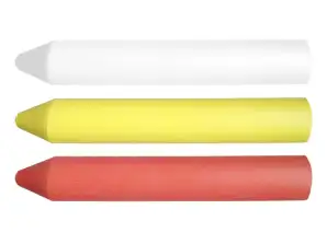 Weiße, gelbe und rote technische Kreide. 13 x 85 mm. 3 Stück.