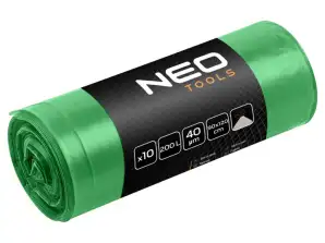 Afvalzakken 200 L. groen met tape. 40 mic. 10 st.
