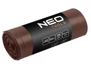 Afvalzakken 60 L. bruin. 35 mic. 10 st.