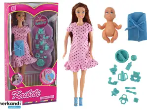 Schwangere Baby Doll Mama Baby Rosa Kleid Accessoires