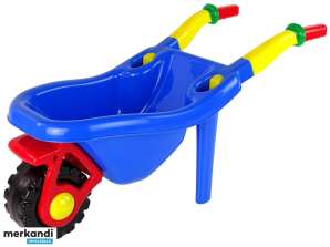 Große bunte blaue Gartenschubkarre