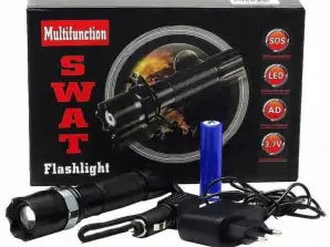 TAKTIK LED POLIS EL FENERI SETI ŞARJ EDILEBILIR LED POLIS LED EL FENERI 800M + KAPLAMA