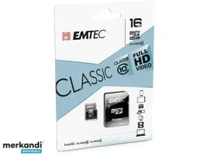Emtec Speicherkarte microSDHC 16GB Classic Adapter CL 10