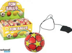 PU Soccer Ball On A Jojo Bounce Elastic 6 cm Red Stars