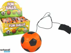 PU Fußball mit Jojo Gummiband zum Hüpfen 6 cm Orange