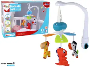 Suoni della giostra del lettino a batteria blu 3 animali di peluche