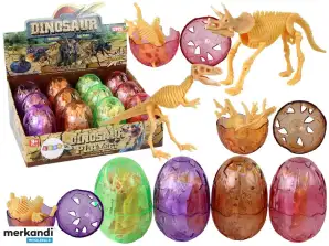 Åpningsbar dinosauregg figur gul 4 farger 9 cm