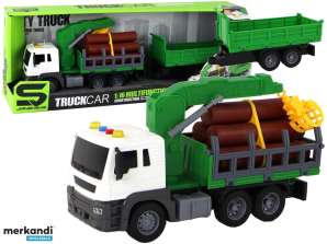 Vrachtwagen met kraan aanhangwagen wrijvingsaandrijving klinkt groen hout 1:16